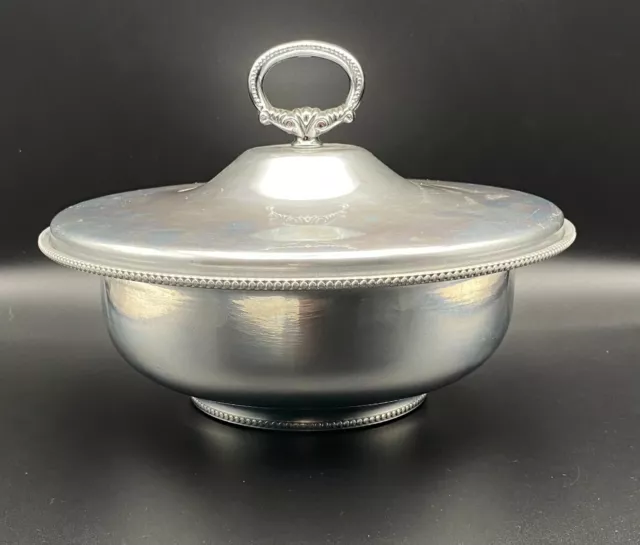 Vintage BW Buenilum Aluminum Covered Bowl Casserole Dish Crimped Edge 10" MCM