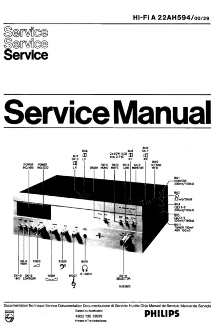 Service Manual-Anleitung für Philips 22 AH 594