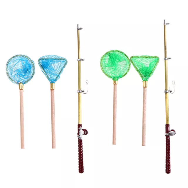 Miniature toy model fishing net fishing rod set doll house accessorie-yt