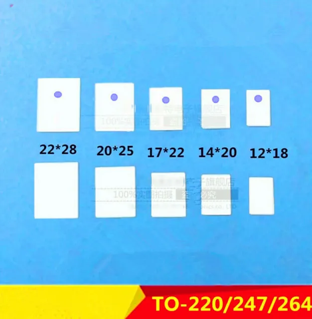 TO-3/220/247/264 feuille isolante céramique alumine coussinets dissipateurs chauffants transistor