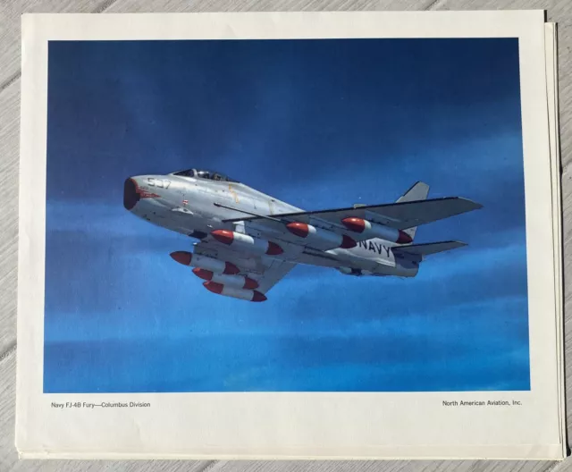 Navy FJ-4B Fury North American Aviation Print Poster vintage 1960’s MINT BRIGHT
