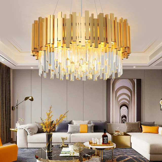 LED Kristall Kronleuchter Luxus Wohnzimmer Deckenlampe 55cm E14 Kronleuchter