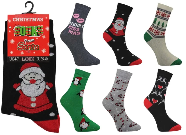 Damen Weihnachtssocken Weihnachten Weihnachtsmann gemischte Designs Weihnachtssocke Zubehör