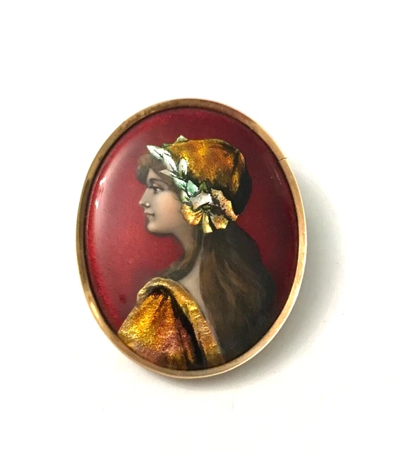 BROCHE ANCIENNE ÉMAUX de limoges signée VINCENTI - années 1950(?) EUR