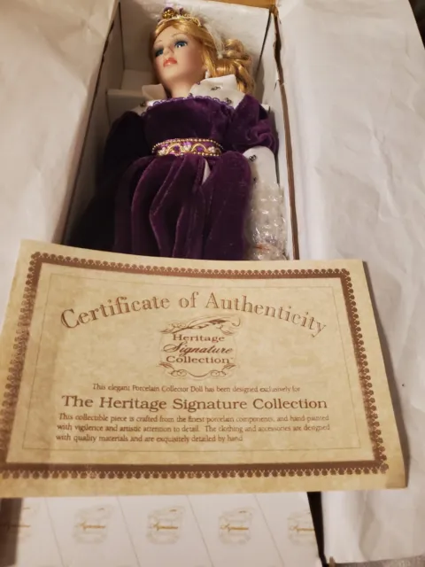 HERITAGE SIGNATURE COLLECTION PORCELAIN DOLL Princess Grace In Purple