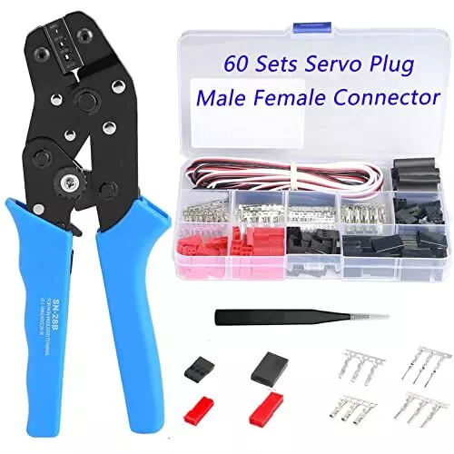 60 Sets JST Servo Connector Kits Plug Male Female Crimp Pin Cable with SN-28B...