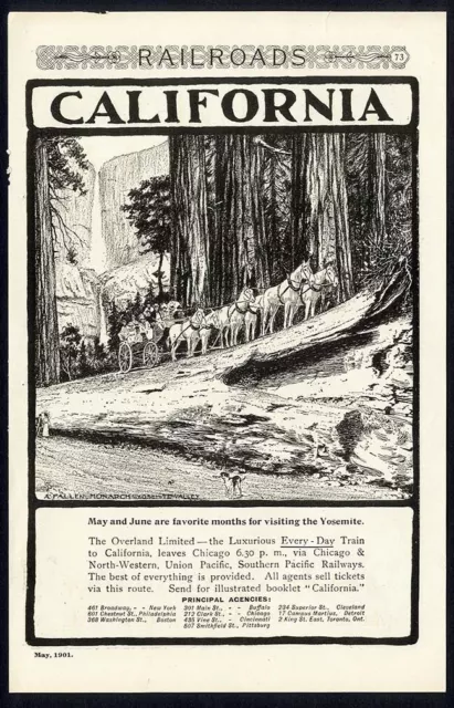 1901 Yosemite CALIFORNIA Overland Limited Train Ad REVERSE Buy Gold Ad