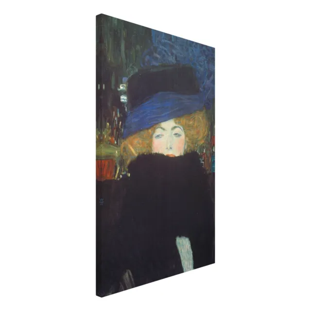 Leinwandbild Wandbild Bild Canvas Kunst Druck Klimt Dame mit Hut und Federboa