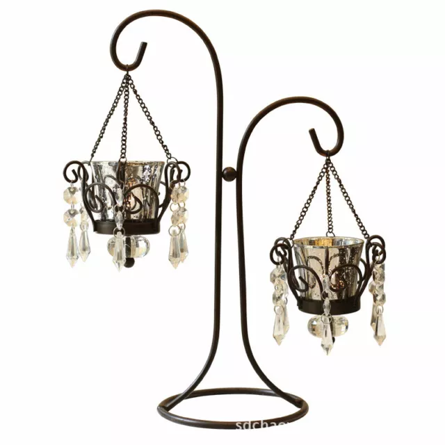 Vintage Metal Candle Holders Hanging Candle Cups with Pendants Candlesticks