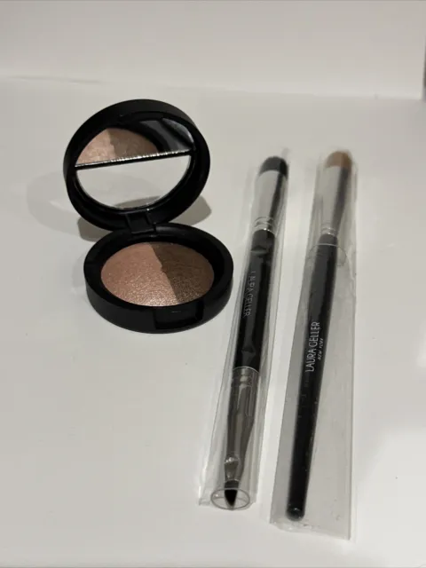 Laura Geller Baked Colour Intense Eyeshadow Duo Crema Cappuccino & 2 x Eye Brush