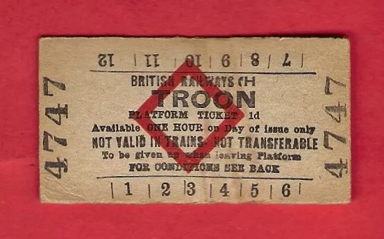 British Railways Platform Ticket - BTC(H) Troon 1d - Red Diamond