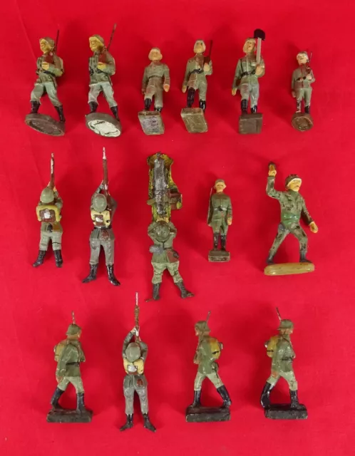 15 Elastolin orig. Massefiguren Wehrmacht Soldaten Armee Militär um 1930