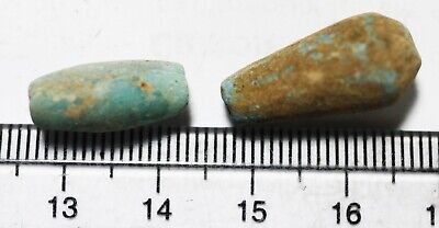 Zurqieh -As22560- Ancient Egypt. 1650 - 1550 B.c . Two Egyptian Blue Beads