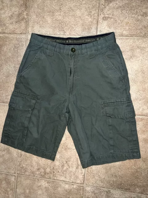 Boy Scouts of America Canvas Uniform Cargo Shorts Mens Sz 34 Green BSA Cotton