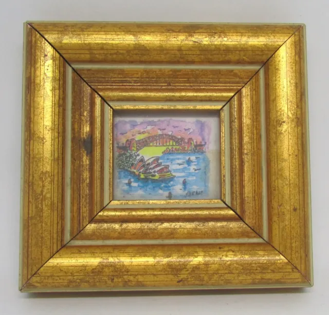 Miniature Gold Framed Picture Of Sydney Harbour Bridge Opera House Sarah Zhu