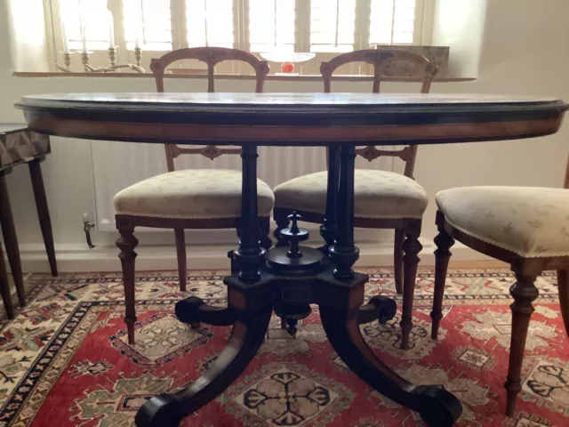 Antique Victorian Aesthetic Movement Centre Table and 6 chairs circa 1880