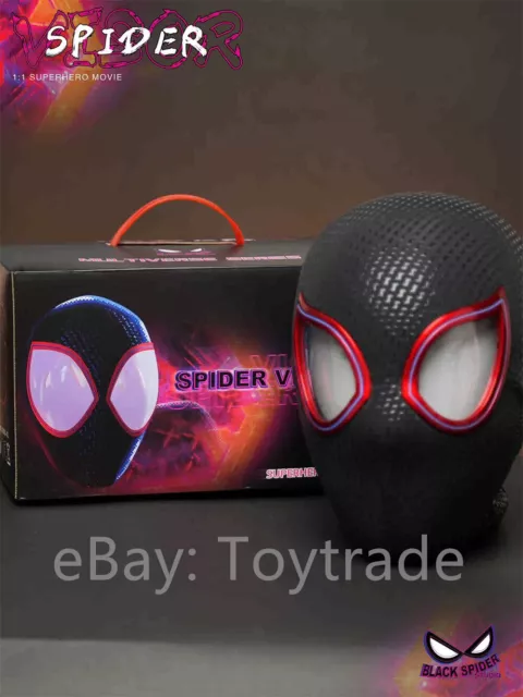 Nero Spiderman Adulto Hood LED Winking Maschera Occhi Mobili Anello Telecomando