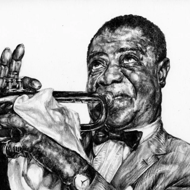 Louis Armstrong Art- Limited Edition Signed Print Fine Art Jazz Fans Trumpeter 3