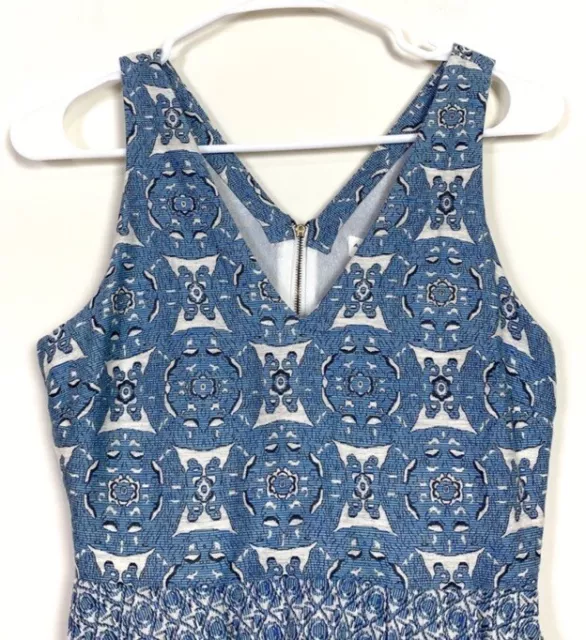 Allison Collection NY Medallion Print Dress Size S Blue V-Neck Sleeveess 3