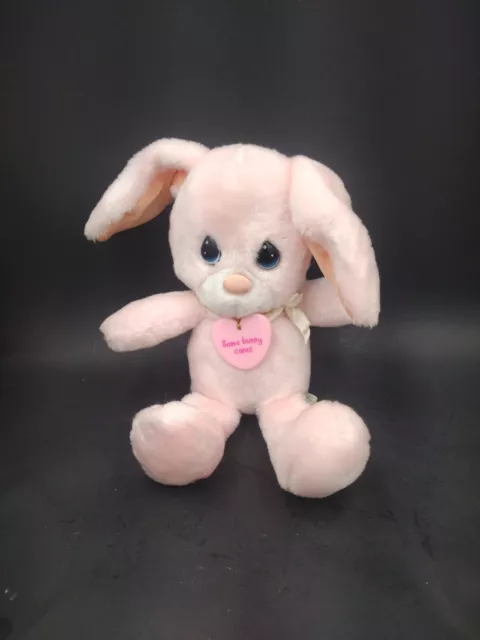 1986 Applause Precious Moments Snowball Pink Plush Bunny Rabbit 9" Blue Eyes