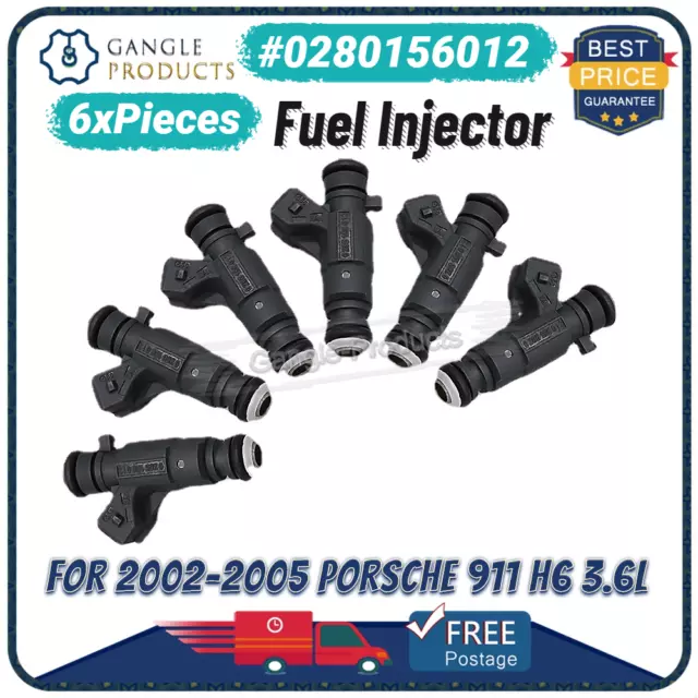 6PCS Fuel Injectors 0280156012 For 2001-2005 Porsche 911 H6 3.6 42LB/3BAR