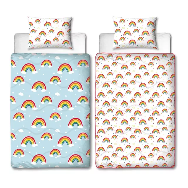 Rainbow Kids Single Coverless Duvet Reversible Bedding Set Quilt Cover 4.5 Tog