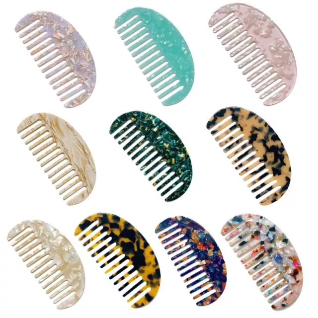 Wide Tooth Hair Comb Marble Leopard Acetate Anti-Static Detangling Hairbrush