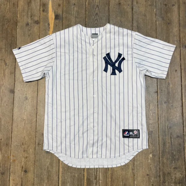 Maglietta MLB New York Yankees Vintage Baseball Abbottonata, Bianca, Uomo Large