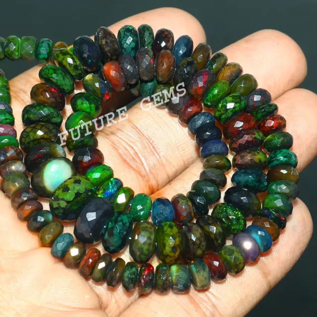 Äthiopische Opal Perlen Natürlich Schmuck 4-6 MM Facettierte Halskette Np 100