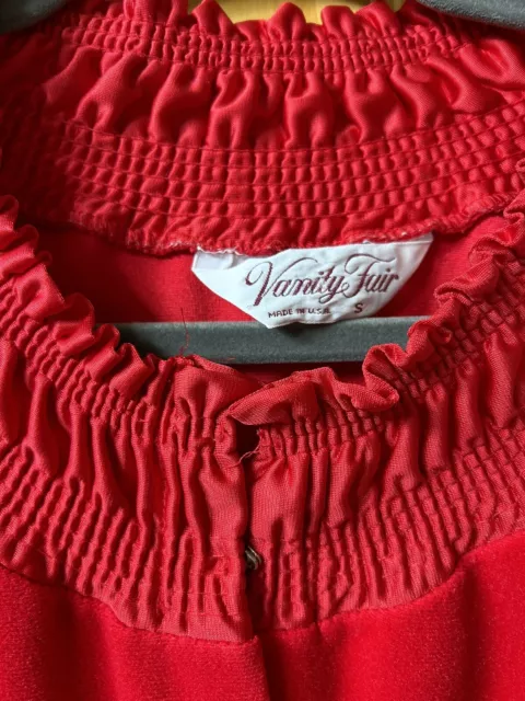 VTG VANITY Fair Women's Red Velour Snap Button Housecoat Robe Size ...