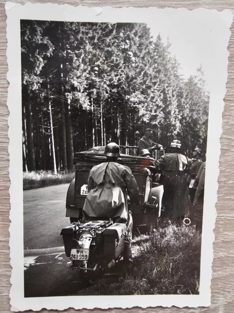 orig. Foto 2 WK Wehrmacht Motorrad Kennzeichen KFZ Einsatz Offizier