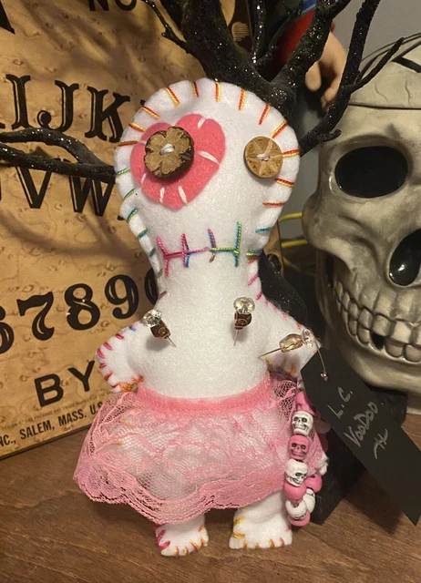 L.C. Voodoo Doll & Skull Bracelet & Pins 8 In Haunted Horror Poppet Witchcraft
