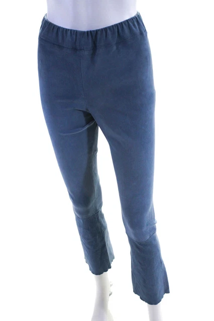 Shari's Place Womens Suede High Rise Flare Leg Pants Blue Size 4
