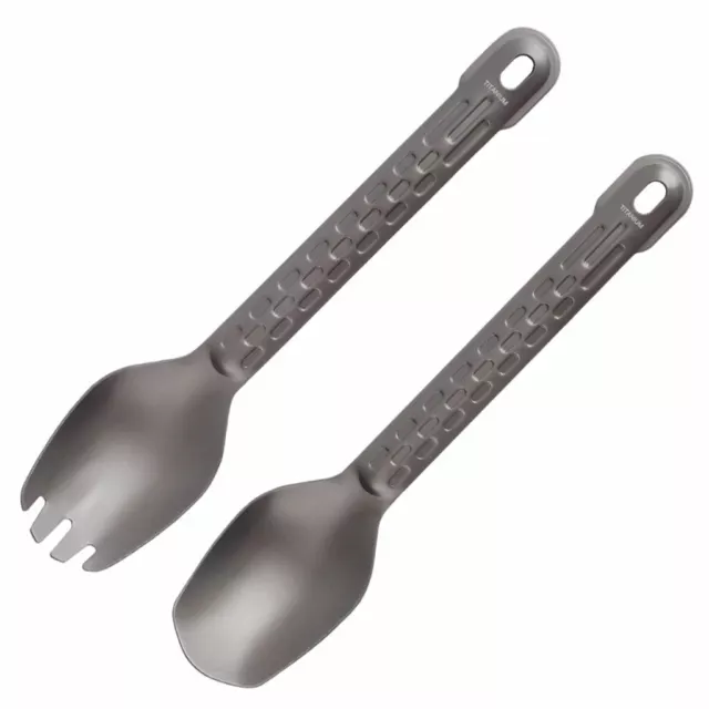 Cuillère et fourchette en titane durables Vaisselle de camping légère pour