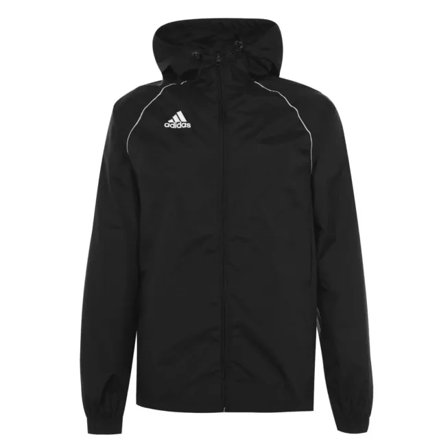 adidas Rain Jacket Mens Gents Coat Top Full Length Sleeve Lightweight Hooded Zip