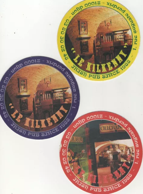 3 sous bocks  pub "le Kilkenny" -- bierdeckel/beermat/bierviltje/coaster