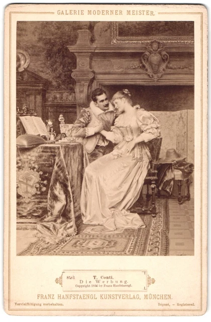 Fotografie Franz Hanfstaengl, München, Gemälde Die Werbung nach T. Conti