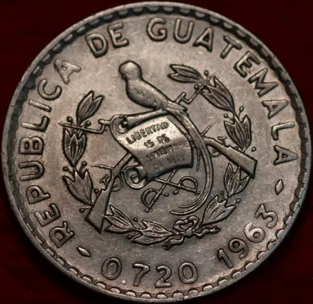 1963 Guatemala 50 Centavos Silver Foreign Coin