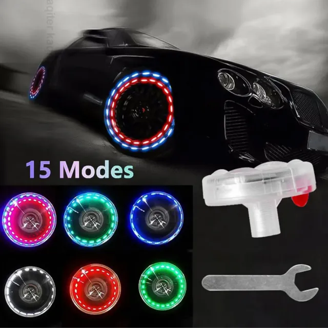 1pc 15Modes Solar Energy Flash Car Wheel Light Flashing Colorful LED Tire Light