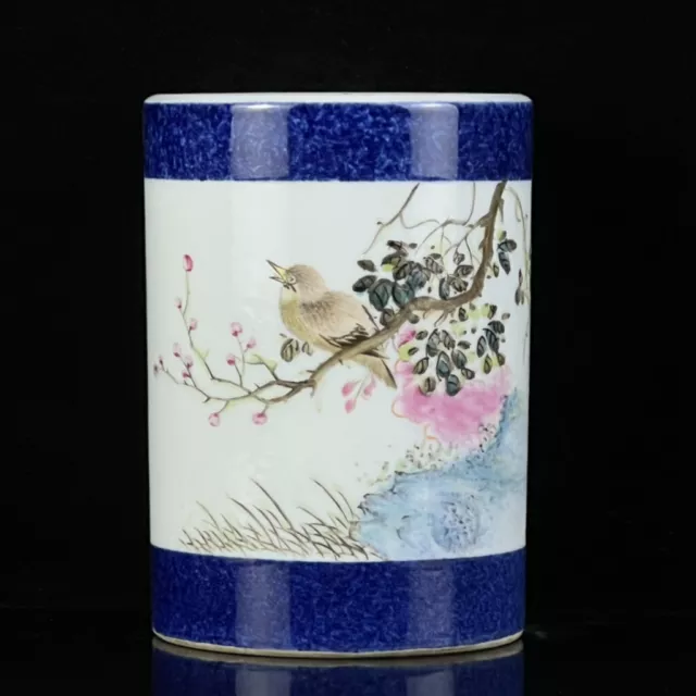 Chinese Pastel Porcelain HandPainted Exquisite Flowers&Birds Brush Pots 19839