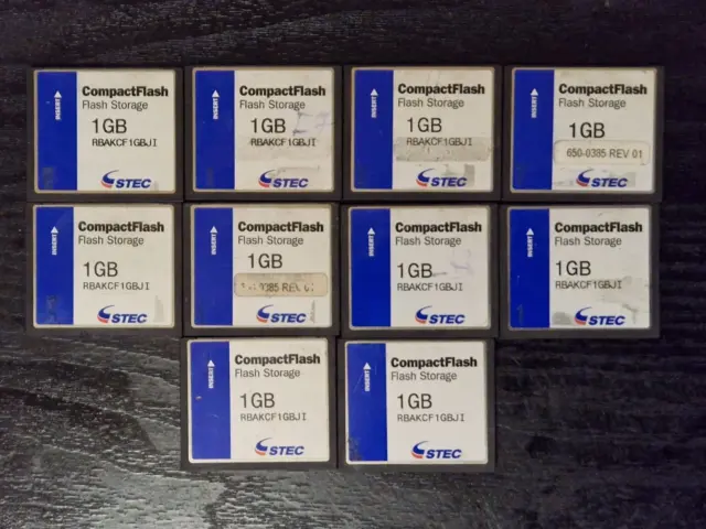 Lote de trabajo a granel de 20 tarjetas de memoria Compactflash STEC CF de 1 GB