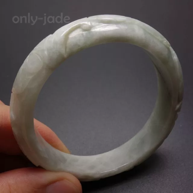 58mm Certified Grade A 100% Natural Green Jadeite Jade Bangle Bracelet Z13489 3