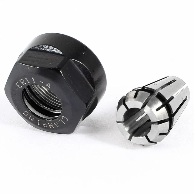 6MM ER11 PRECISION Spring Collet Chuck Silver Tone w Screw Nut 18.40