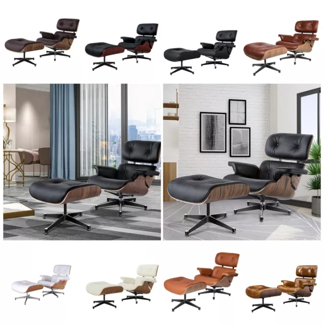 Mid-Century Modern Lounge Sessel Chair und Ottomane für Wohnzimmer Clubsessel