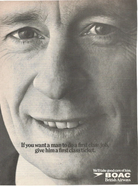 Boac Airways British 1973 Advertising' Vintage We'Ll Take Good Care Of Him 78u