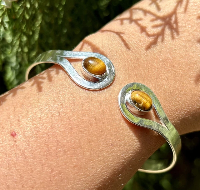 Bracelet Manchette Fait Main En Argent Allemand Avec Pierre Turquoise - Bijou Artisanal