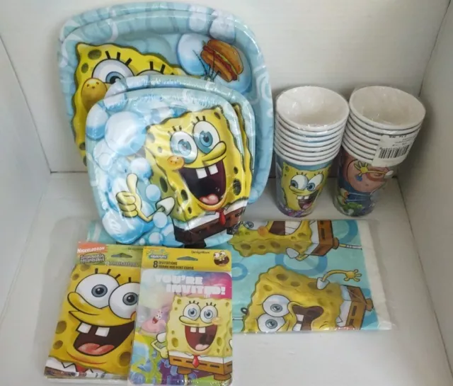 SpongeBob SquarePants Tableware Party Supplies For 16 With Invitations