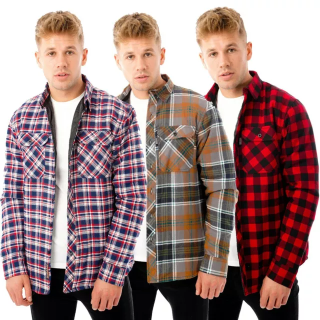 New Mens Padded Quilted Fleece Lined Lumberjack Jacket Warm Flannel Workshirt