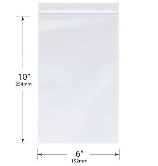 200- 6"x10"Reclosable 2-Mil Zip Lock Plastic Bags Ziplock Baggies Jewelry Bags