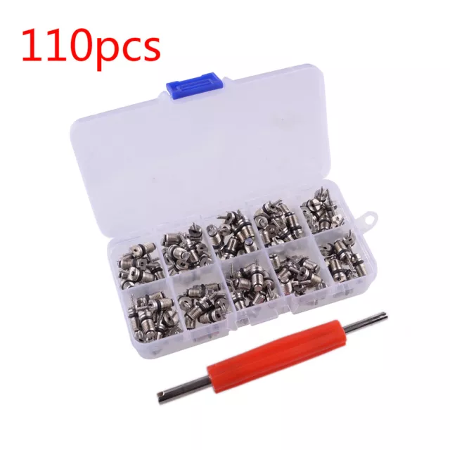 110Pcs R134A A/C Car Air Conditioning Schrader Valve Core Remover Tool Kit Assy 2
